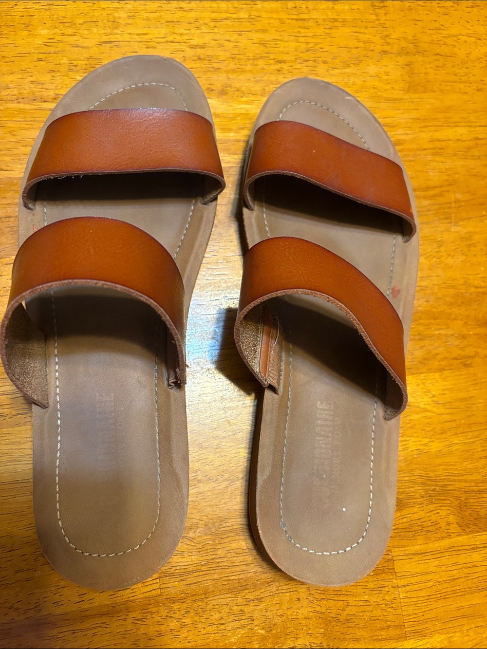 Women's Double-Strap Slide Sandals in Brown